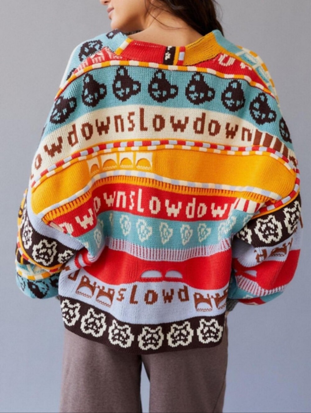 Urban Outfitters UO BDG Shae Slouchy Slow Down Cardigan Patchwork Sweater S - Picture 2 of 14